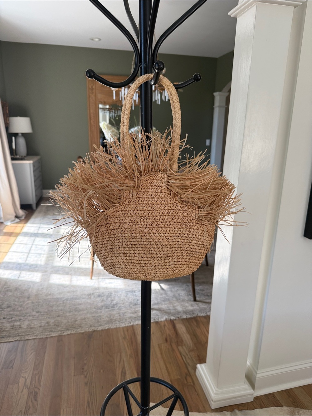 Woven Fringe Tote Bag in Natural